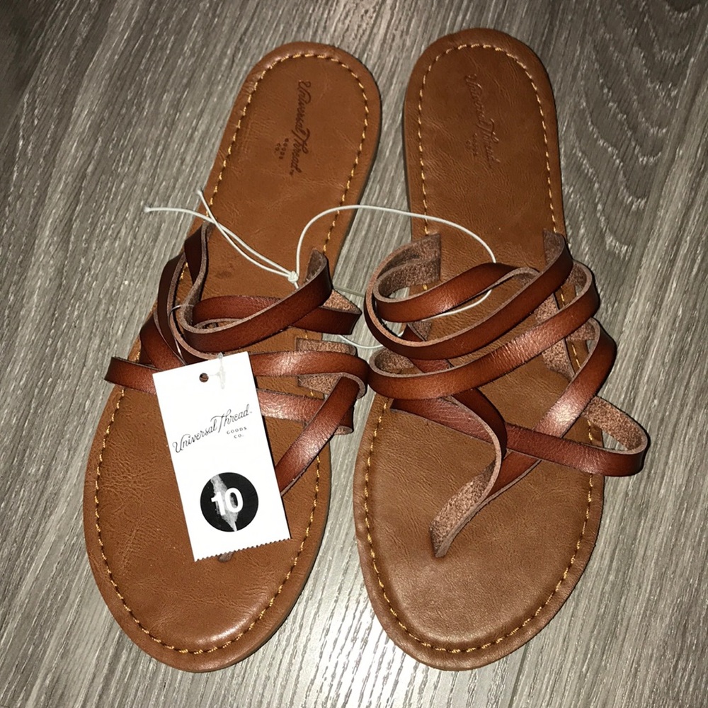 Universal thread cognac color sandals. New!